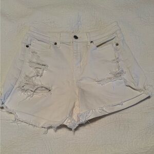 American Eagle Outfitters White MOM Jeans Distressed Shorts